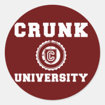 crunk university round sticker