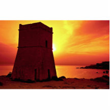 Crusader watch tower in sunset, Ghain Tuffieha Bay Photo Cut Outs