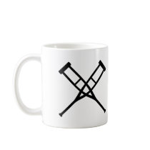 crutches crossed mugs