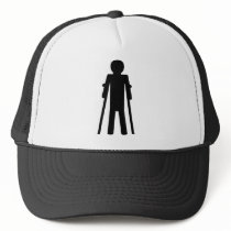 crutches man trucker hats