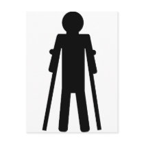 crutches man post cards