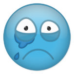 Crying Blue Round Stickers