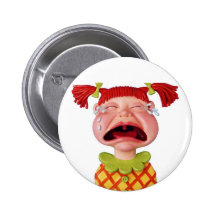 Crying GirlW Pinback Button