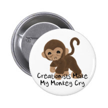 Crying Monkey Pinback Button