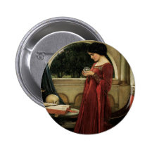 Crystal Ball, JW Waterhouse, Vintage Victorian Art Pinback Button