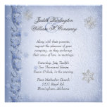 Crystal Blue Snowflakes Winter Wedding Invitation