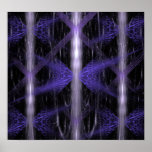 Crystal Burst. Fractal Art in Black and Purple Posters
