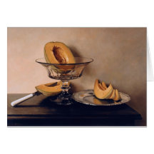 Crystal Dish with Melons by Mauro David Greeting Cards