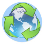 Crystal earth globe recycle icon stickers