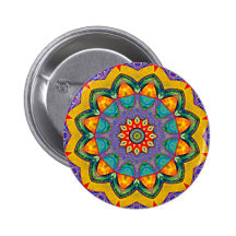 "Crystal Mandala Quilt" Pinback Button