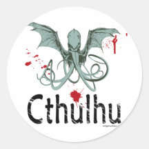 Cthulhu horror vector art round sticker