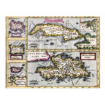 Cuba and Hispaniola Antique Map Postcard