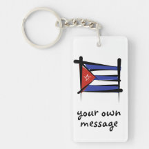 Cuba Brush Flag Acrylic Key Chain