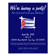 Cuba Brush Flag Custom Invitations