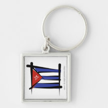 Cuba Brush Flag Keychain