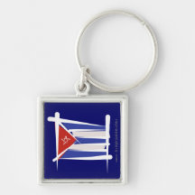 Cuba Brush Flag Keychain