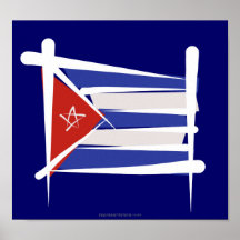 Cuba Brush Flag Poster