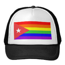 cuba country gay rainbow flag homosexual mesh hat