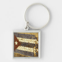 CUBA, Havana. Mosaic puzzle of the cuban flag in Key Chains