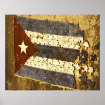 CUBA, Havana. Mosaic puzzle of the cuban flag in Posters