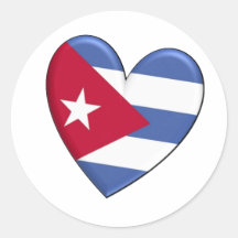 Cuba Heart Flag Round Sticker