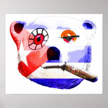 Cuba Teddy Bear with Cigar, with Cuban Flag Print