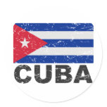 Cuba Vintage Flag Round Sticker