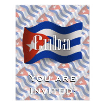 Cuba Waving Flag Custom Invites