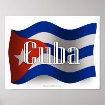 Cuba Waving Flag Poster