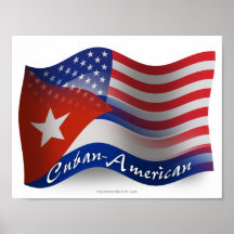 Cuban-American Waving Flag Poster