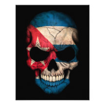 Cuban Flag Skull on Black Announcement