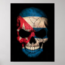 Cuban Flag Skull on Black Posters