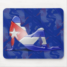 Cuban Girl Silhouette Flag Mousepad