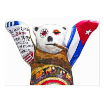 Cuban Teddy Bear with Cigar, White Back(pst) Business Cards