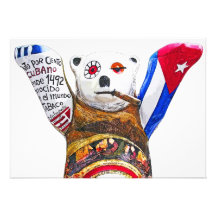 Cuban Teddy Bear with Cigar, White Back(pst) Invites