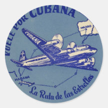 Cubana Vintage Luggage Tag Round Sticker