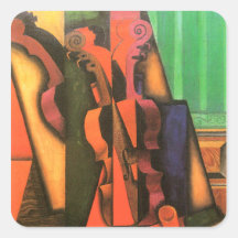 Cubist art Violin and Guitar painting by Juan Gris Square Sticker