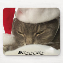 Cuddles the Christmas kitty mouse pad