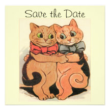 Cuddling Cats Save the Date Card Announcement
