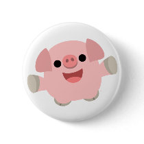 Cuddly Cartoon Pig Button Badge