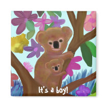 Cuddly Koala boy birth announcement Fridge Magnets
