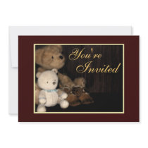 Cuddly Teddy Bear & Baby Shoes Invitation