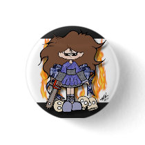 Cukini Chainsaw Undead Killer Pinback Button