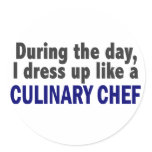 Culinary Chef During The Day Round Stickers