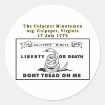 CULPEPER MINUTEMEN ROUND STICKER