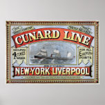 Cunard Line New York Liverpool Poster