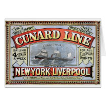 Cunard Line New York Liverpool Poster Greeting Cards