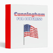 Cunningham for Congress Patriotic American Flag Vinyl Binder