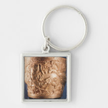 Cup, depicting the capture of a wild bull keychains