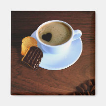Cup Of Heart Coffee - Square Magnet